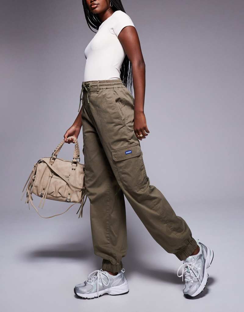 HUGO BLUE cargo cuffed pants in khaki Hugo Blue