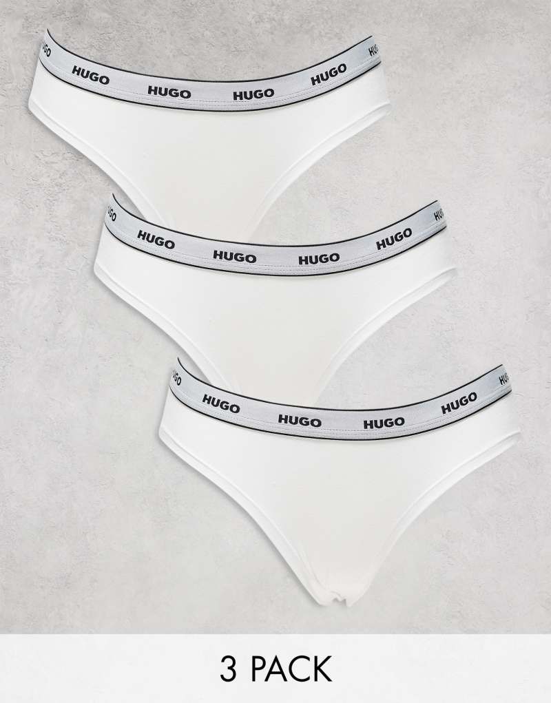 HUGO Bodywear 3 pack briefs in white with logo waistband Hugo Red