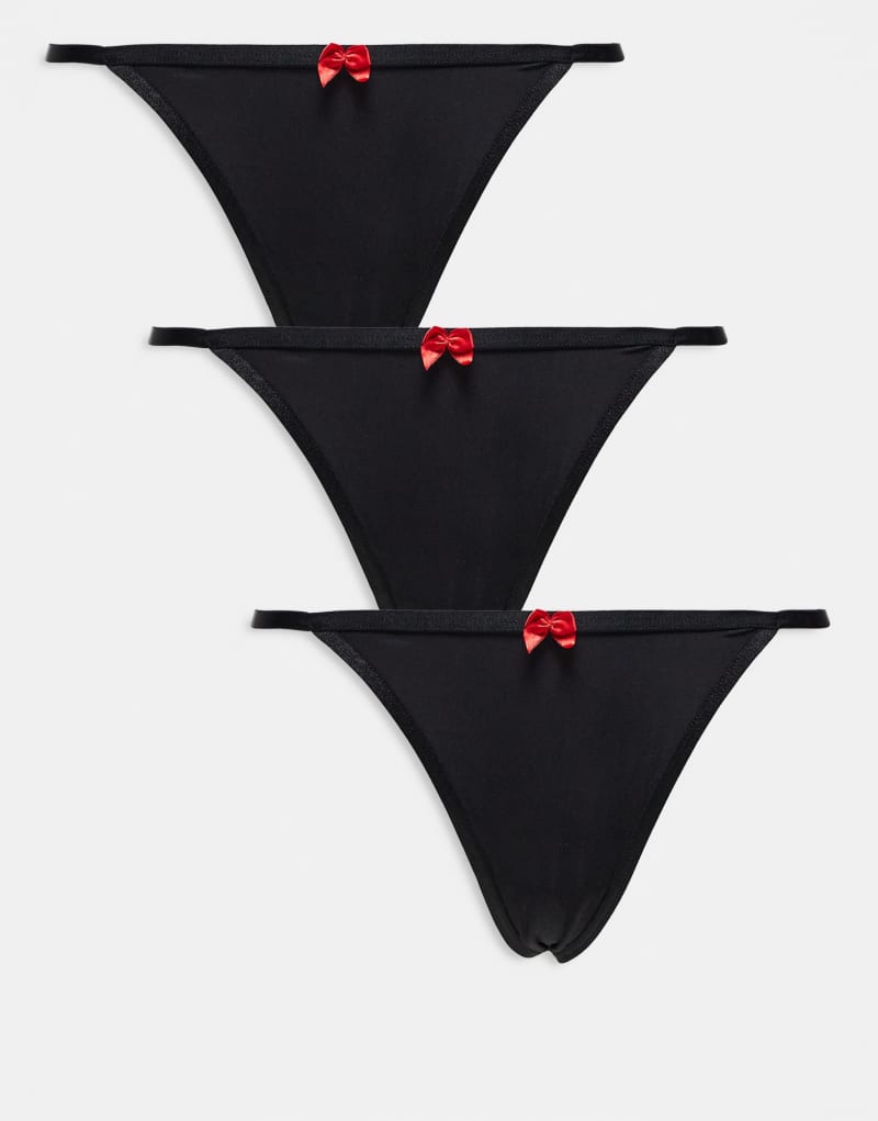 HUGO Bodywear 3-pack thongs gift set in black with red bow Hugo Red