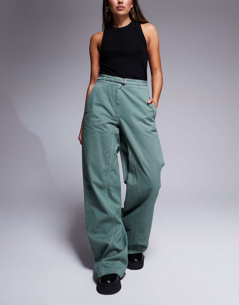 HUGO Red hansana pants with belt in green Hugo Red