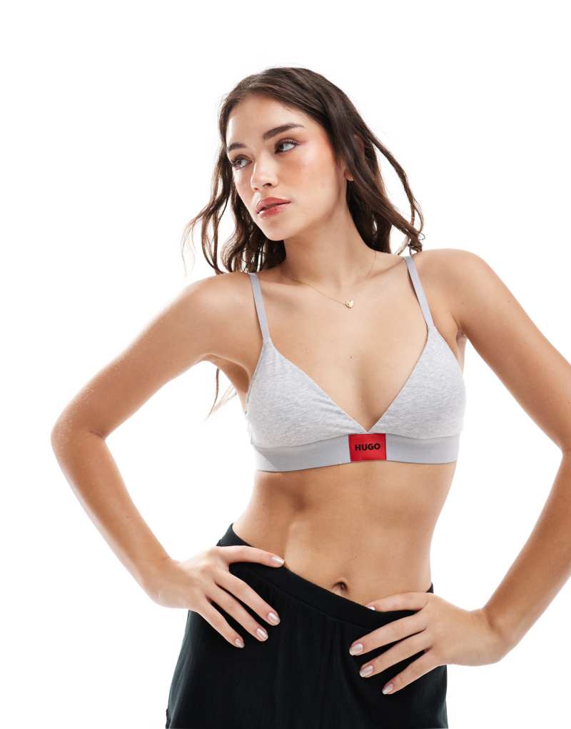 HUGO Bodywear red label triangle bra in gray Hugo Red