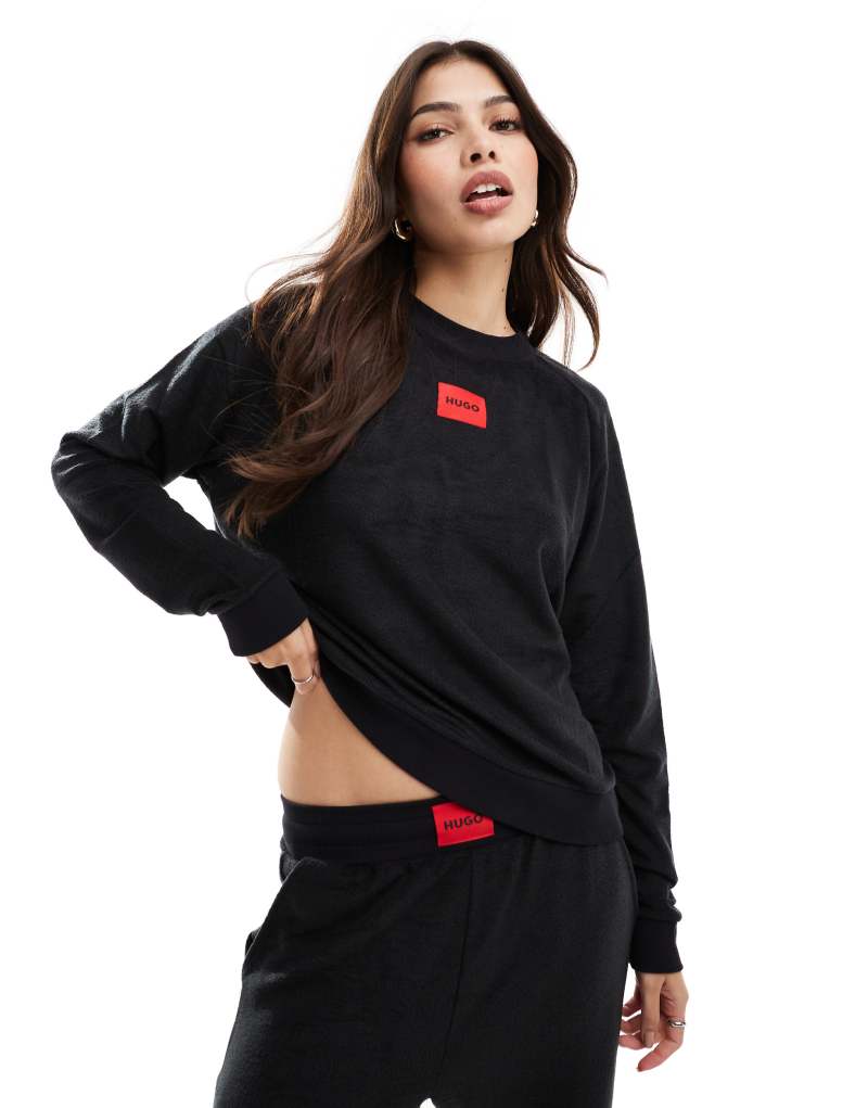 HUGO Bodywear snoozie sweatshirt in black teddy fleece - part of a set Hugo Red