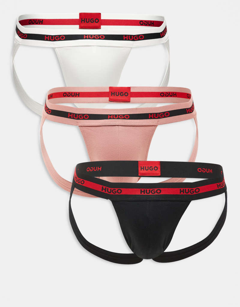 HUGO Bodywear 3-pack jockstrap in white, pink and black Hugo Red