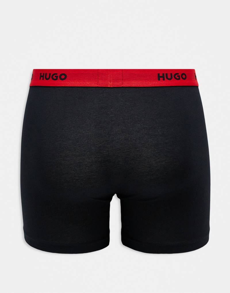 HUGO Bodywear 3-pack boxer briefs in black and red with design print Hugo Red