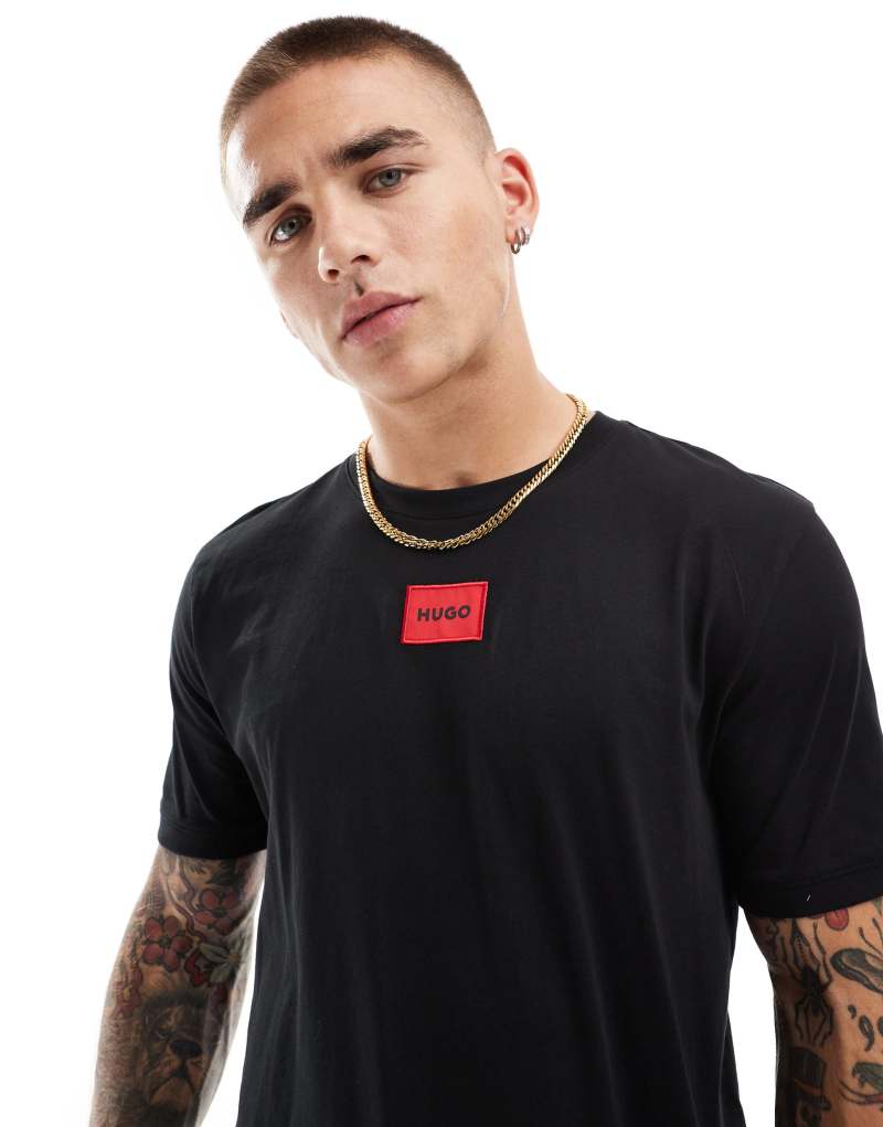 Hugo Diragolino box logo t-shirt in black Hugo Red