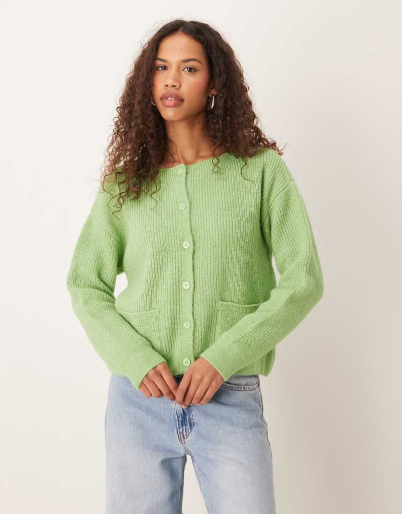 JDY light weight knitted cardigan in green Jdy