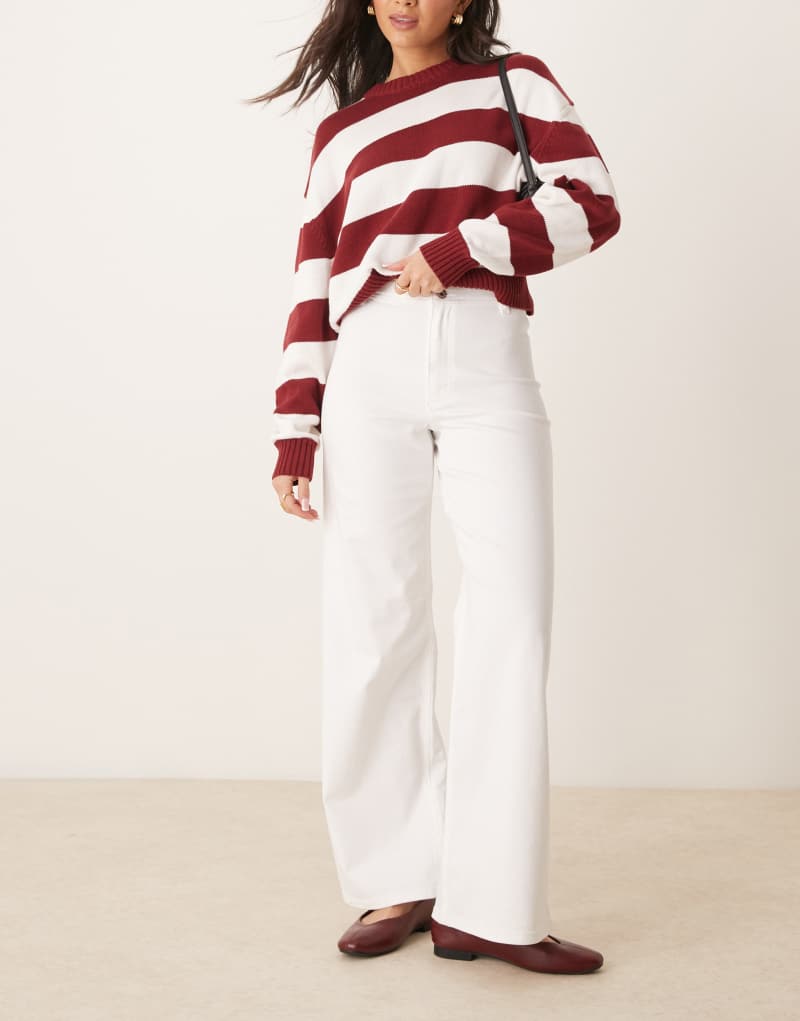 JDY high waisted wide leg jeans in white Jdy