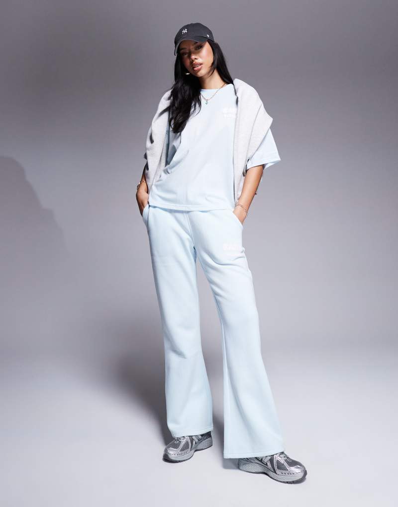 Kaiia design bubble logo wide leg sweatpants in light blue - part of a set Kaiia