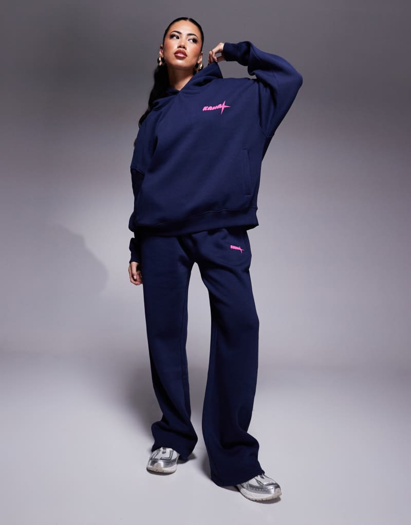 Kaiia logo wide leg sweatpants in navy - part of a set Kaiia