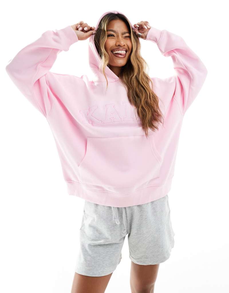 Kaiia oversized logo hoodie in baby pink Kaiia