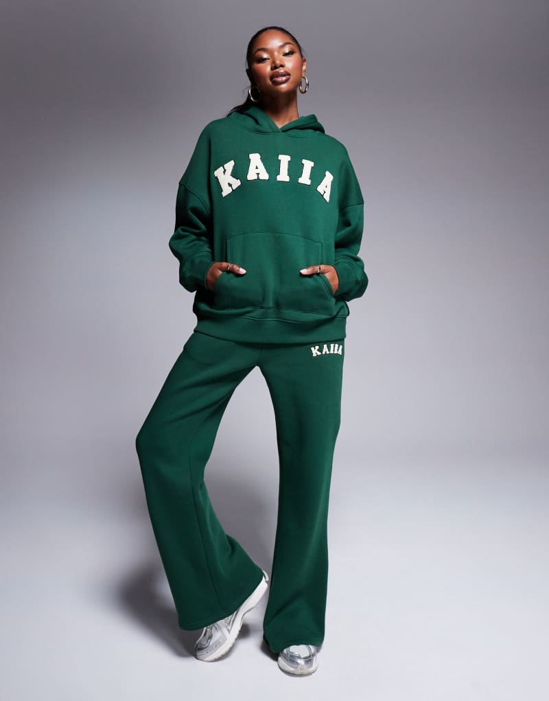 Kaiia wide leg sweatpants in forest green - part of a set Kaiia