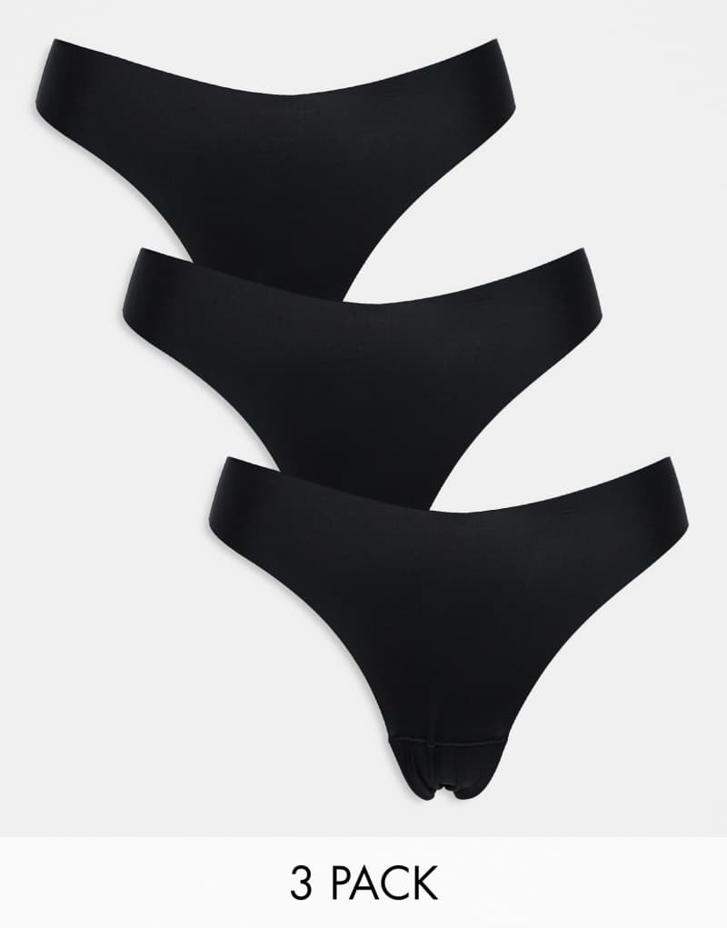 Lindex 3 pack invisible thong in black Lindex