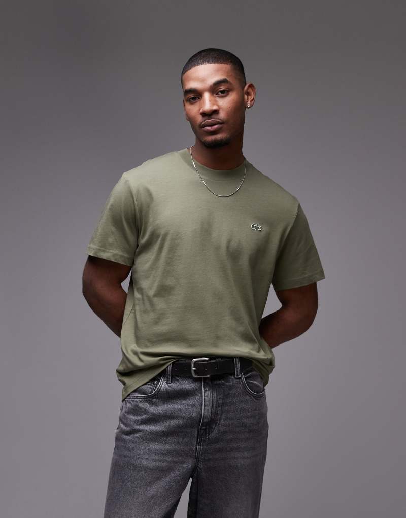 Lacoste midweight boxy fit t-shirt in khaki Lacoste