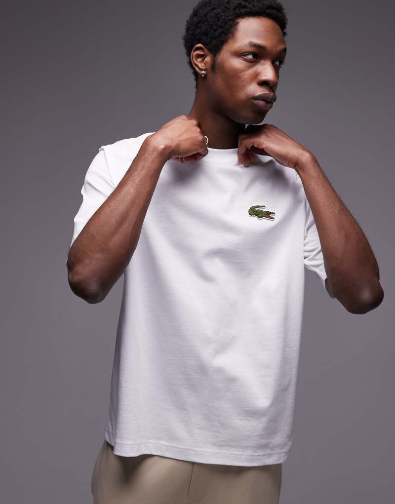 Lacoste oversized T-shirt in white with large logo embroidery Lacoste