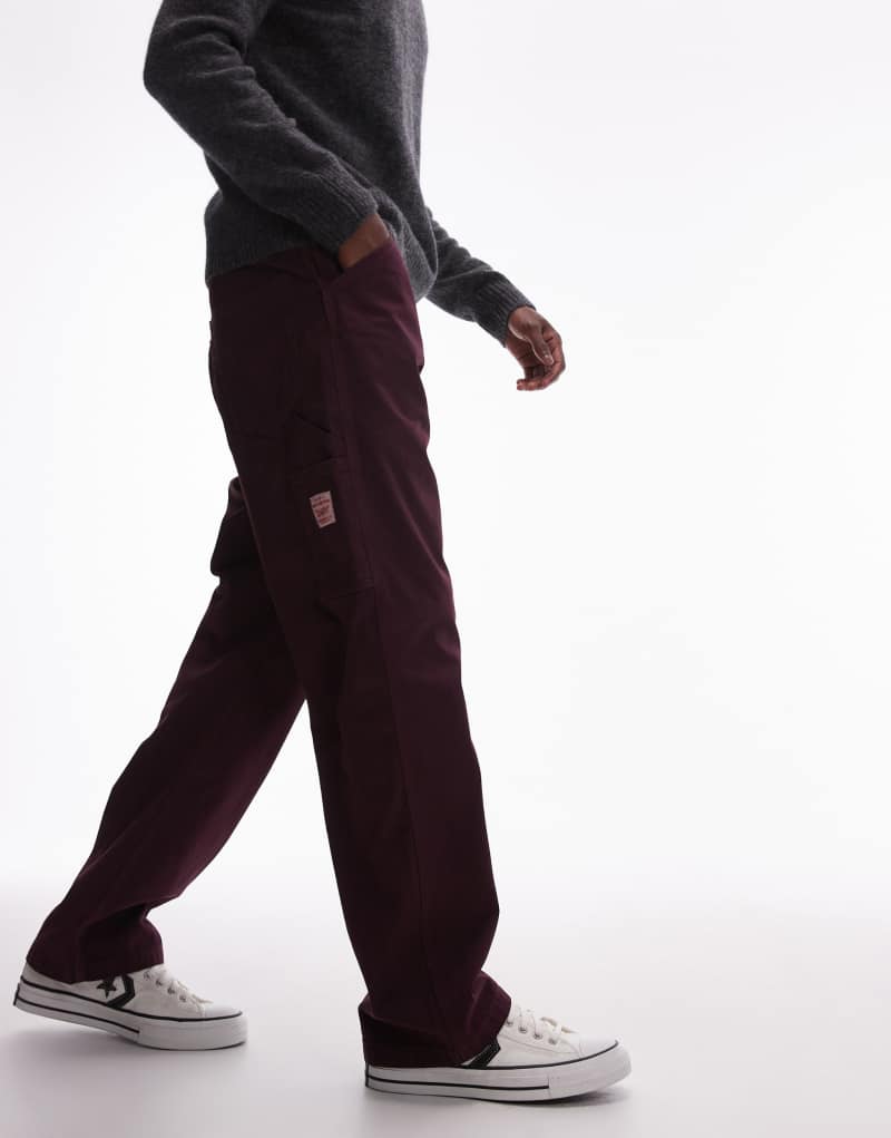 Levi's Workwear capsule 568 loose straight garment dye twill carpenter pants in burgundy Levi's®