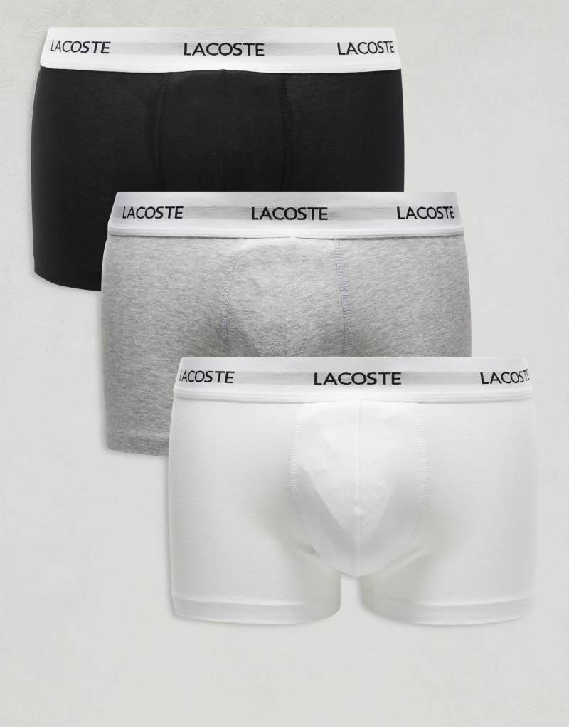 Lacoste pack of 3 trunks in black gray white  Lacoste