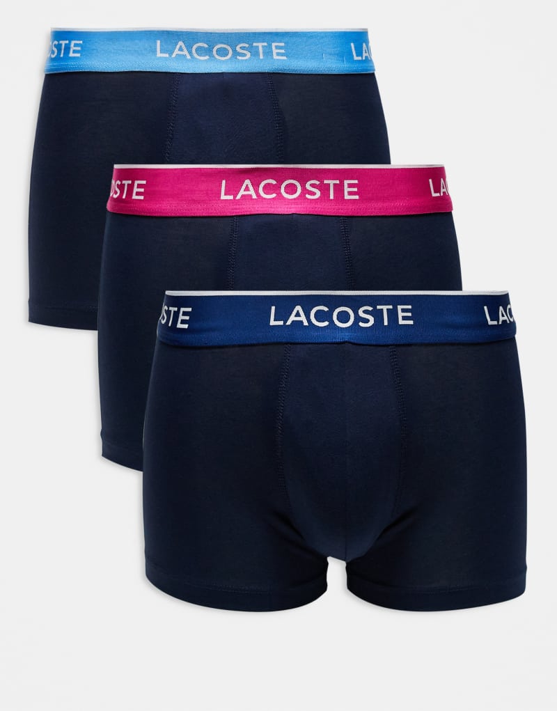 Lacoste pack of 3 contrast stitch briefs in navy  Lacoste