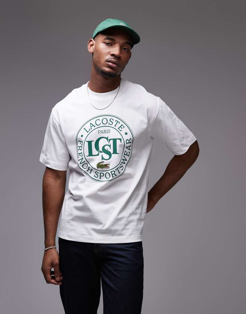 Lacoste relaxed fit T-shirt in white with varsity logo print Lacoste