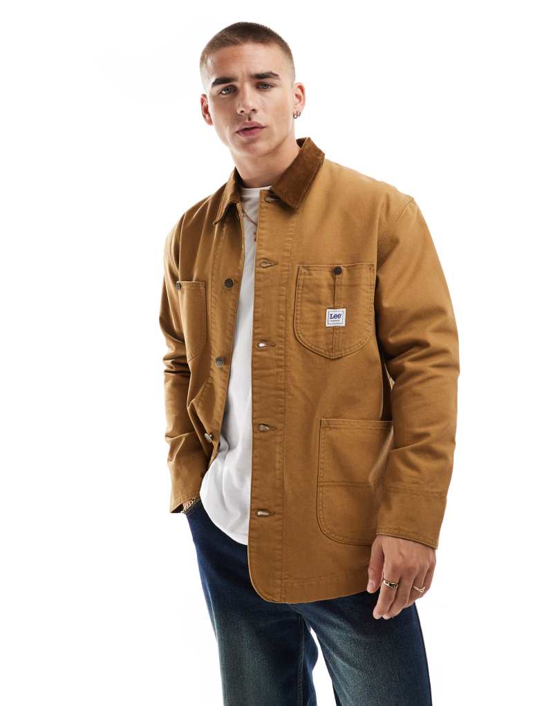 Lee workwear loose canvas jacket in tan Lee