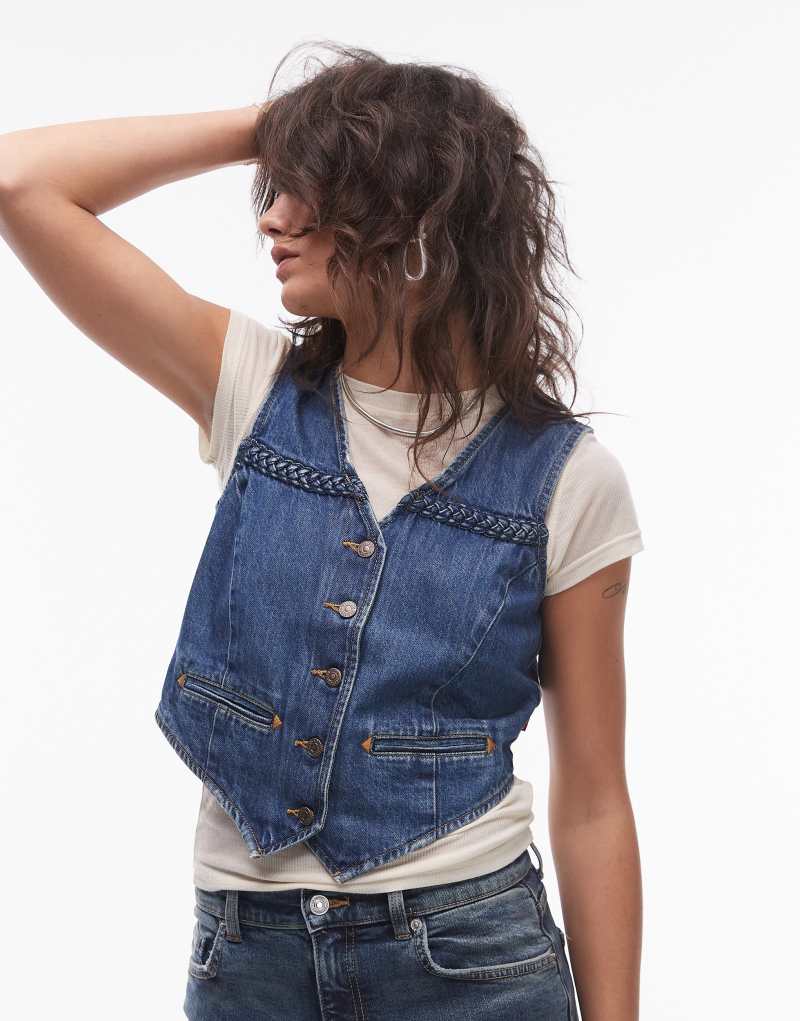 Levi's braided denim vest in mid blue Levi's®