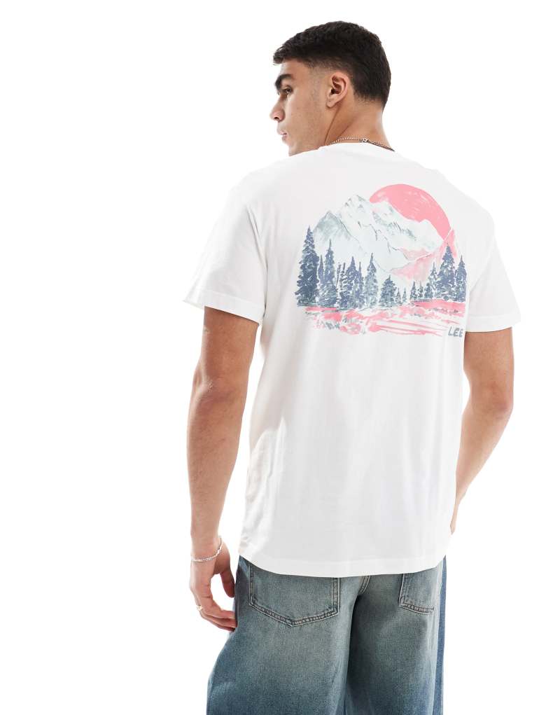 Lee mountain back print relaxed fit T-shirt in off white Lee