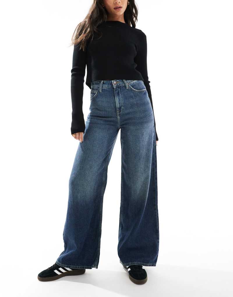 Lee Stella wide leg high waist jeans in dark blue Lee