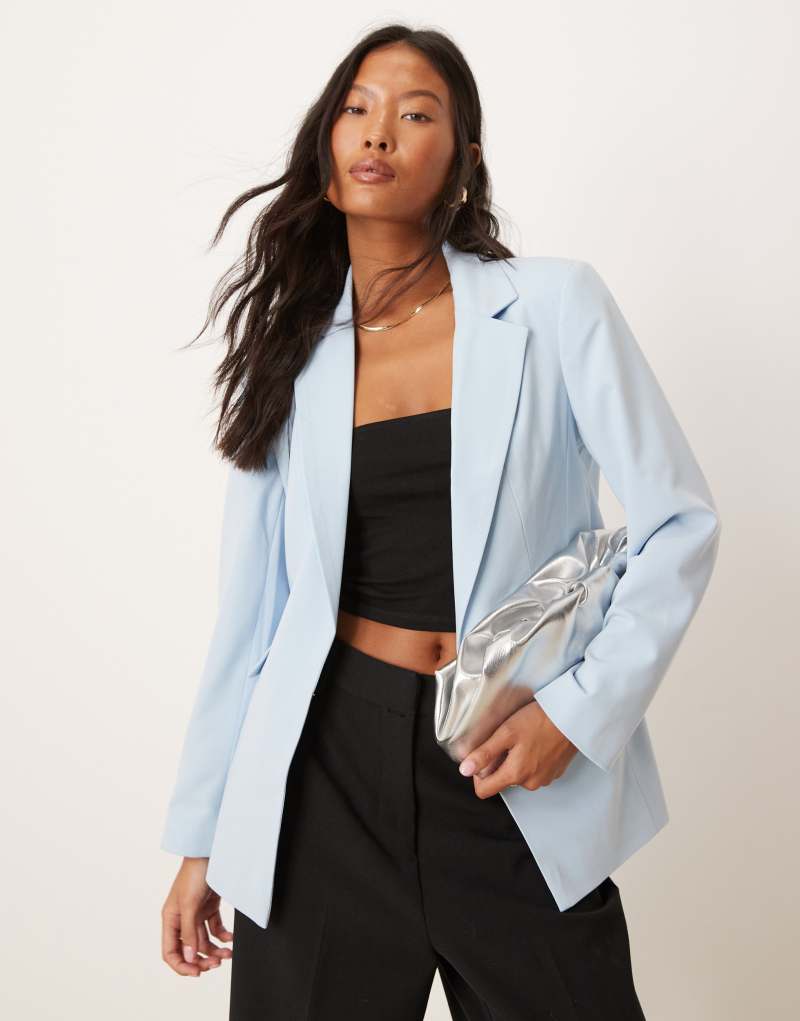 Miss Selfridge Petite essential blazer in pastel blue Miss Selfridge