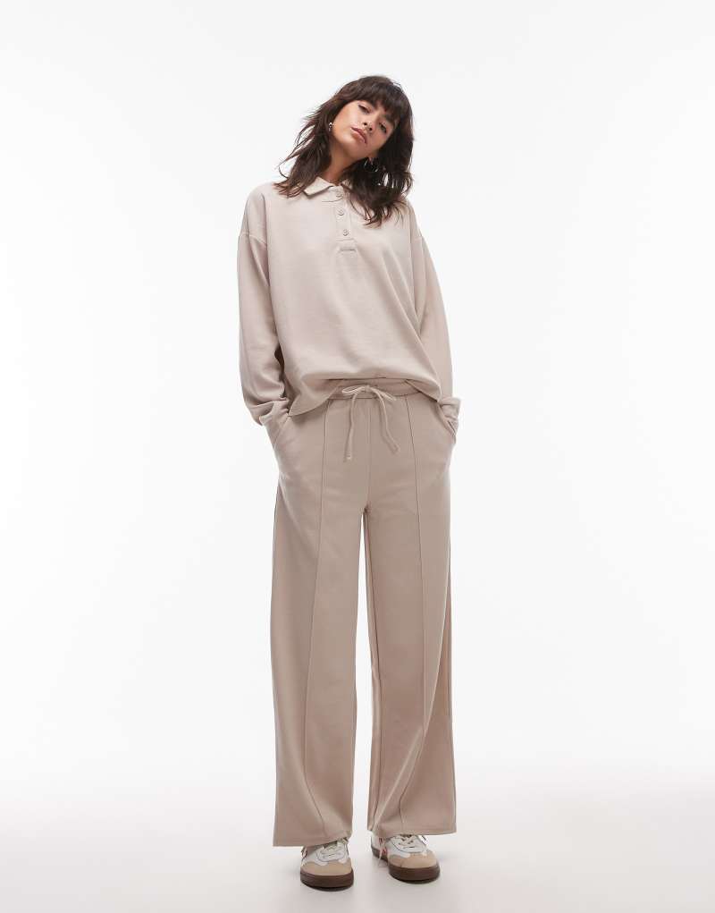 Mango pique tie front pants in beige - part of a set Mango