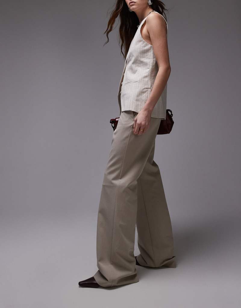 Mango pleat front tailored pants in light beige Mango