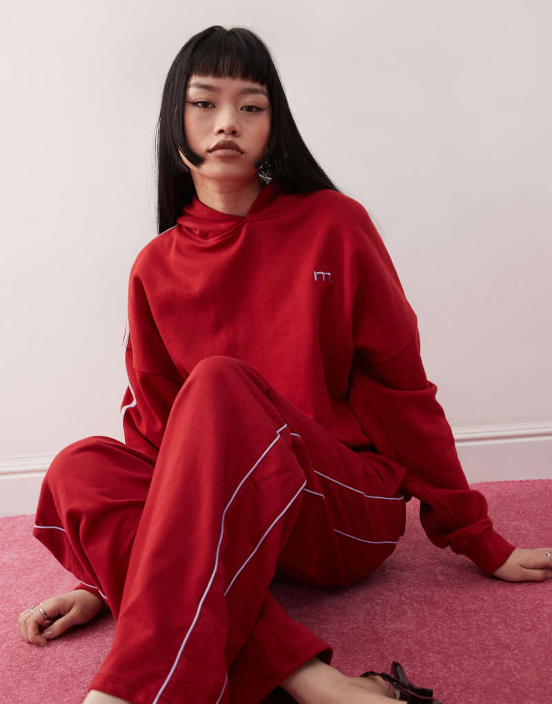 Motel kamari oversized hoodie in adrenaline red - part of a set Motel