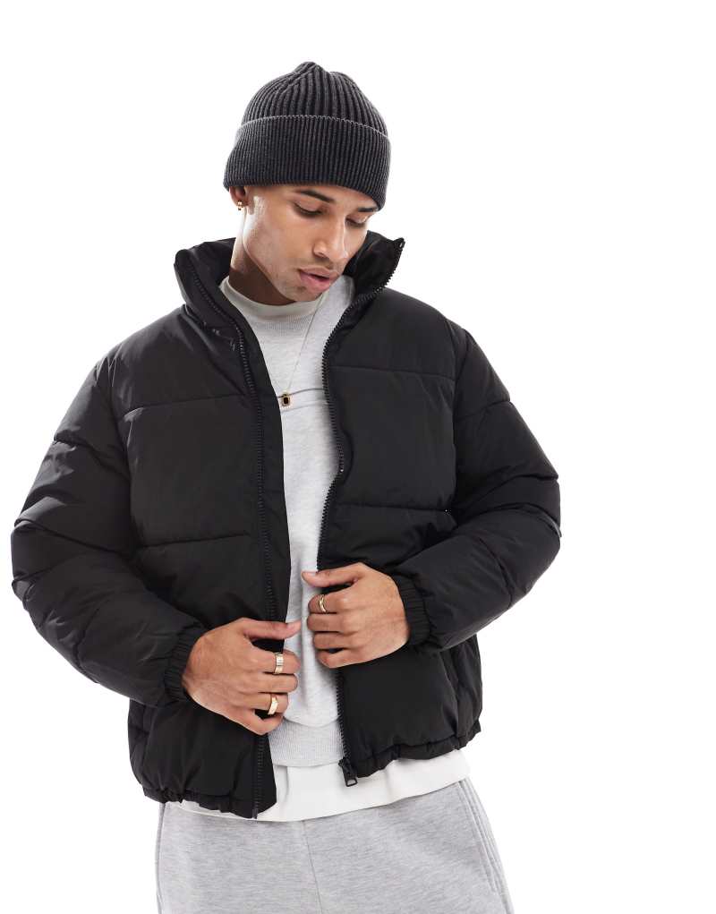 ONLY & SONS boxy oversized puffer jacket in black Only & Sons