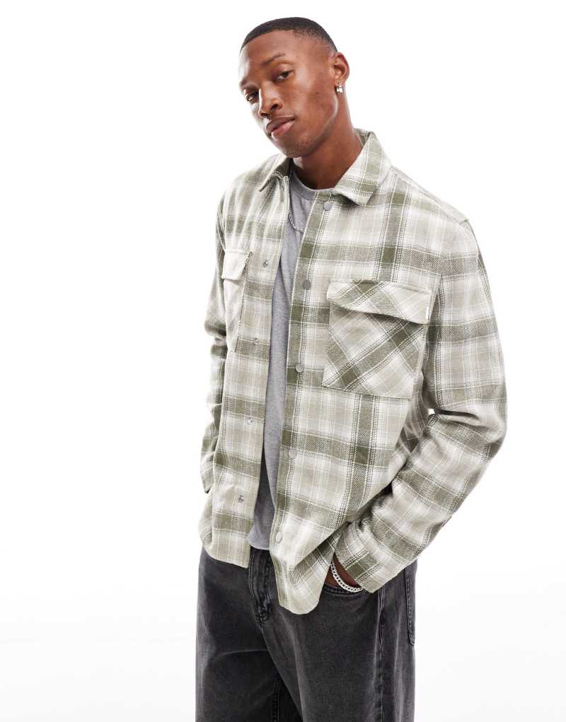 River Island overshirt in green check River Island