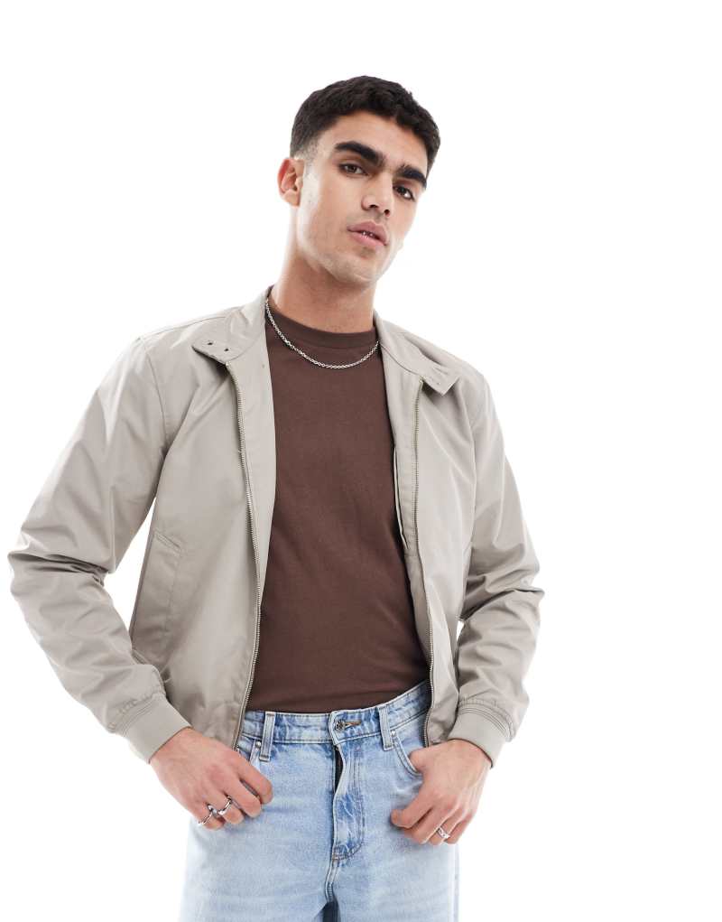 River Island Harrington jacket in light stone River Island