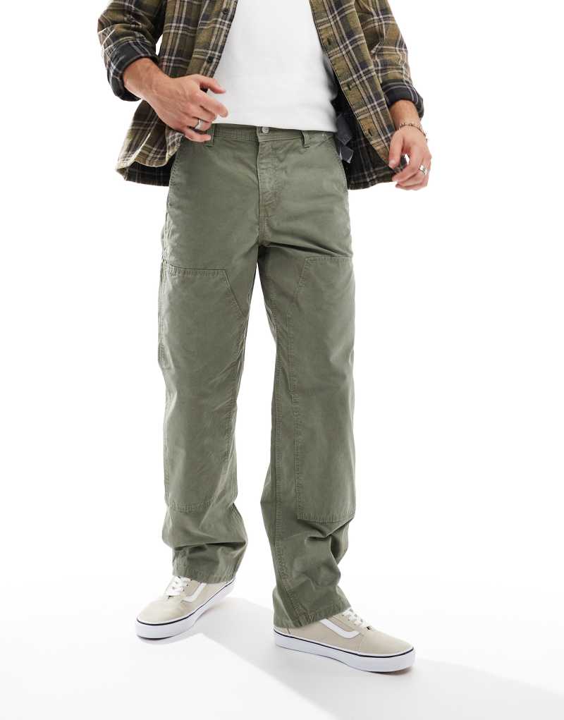 River Island relaxed fit workwear pants in green River Island