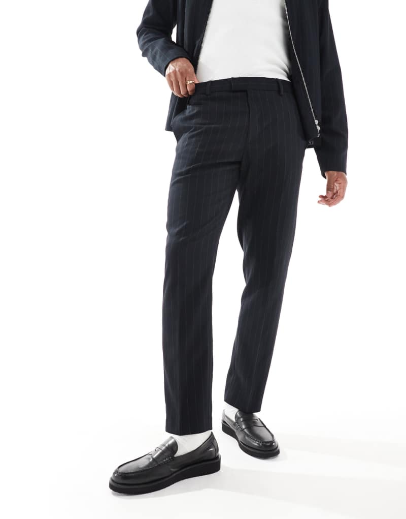 River Island slim fit pants in navy pinstripe - part of a set River Island