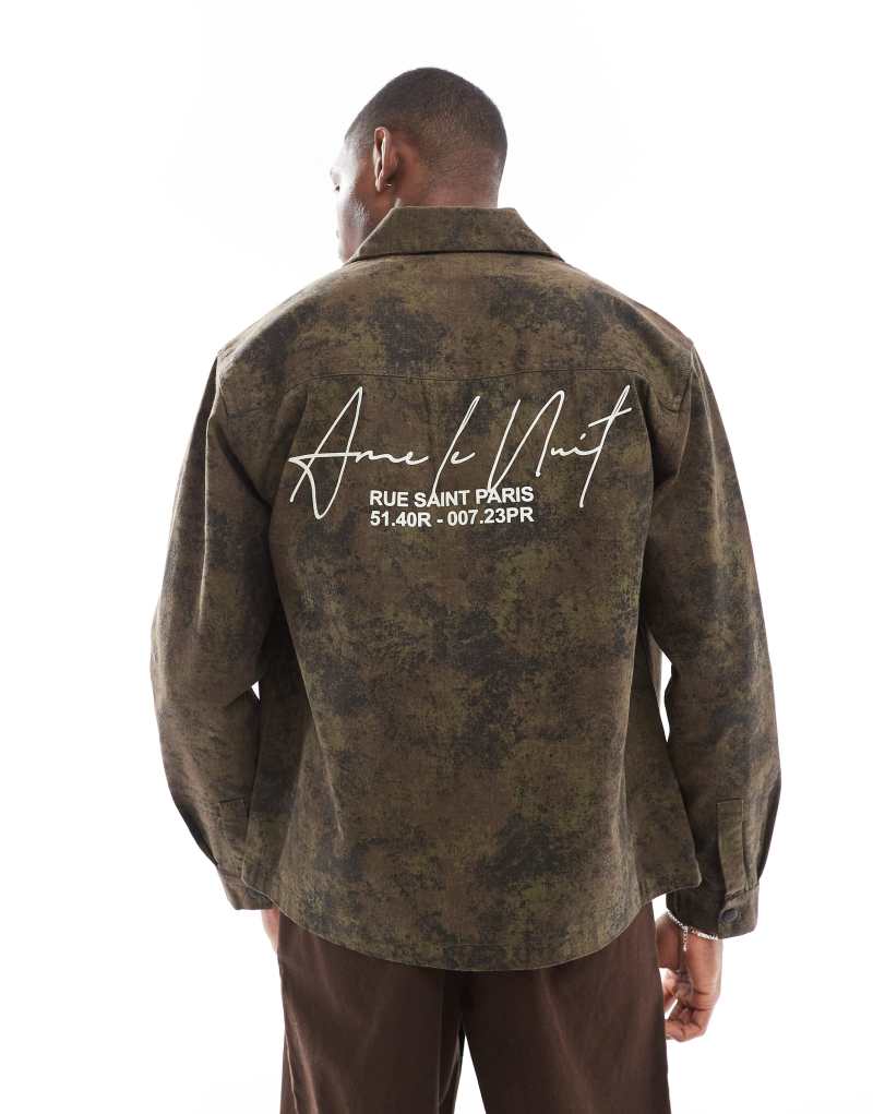 River Island Ame le Nuit overshirt in camo River Island