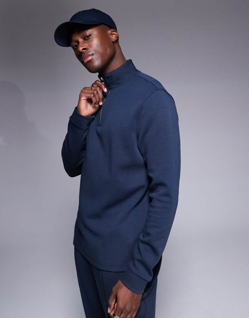 River Island smart half zip sweatshirt in navy - part of a set River Island