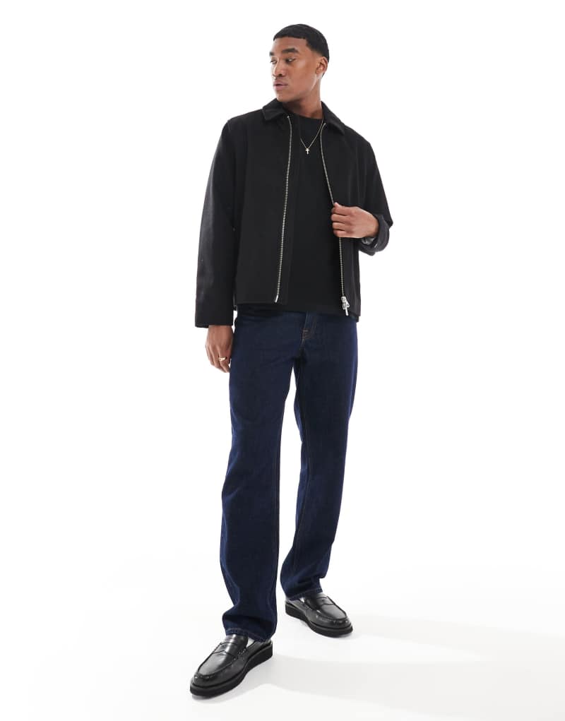 River Island zip up jacket in black River Island