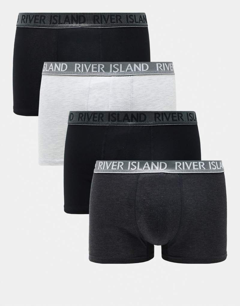 River Island 4 pack trunks in gray River Island