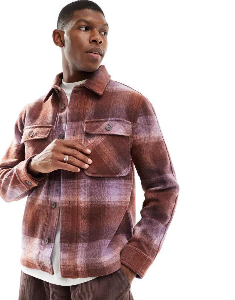 River Island plaid overshirt in purple River Island