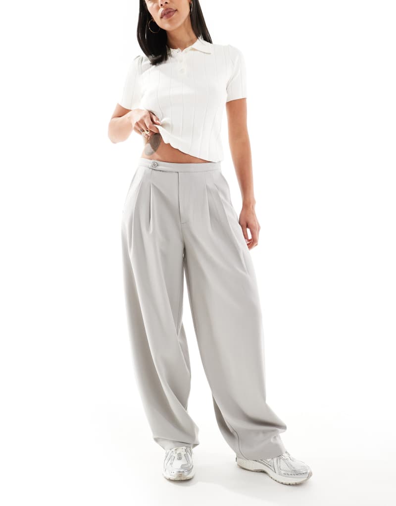 Stradivarius tailored balloon leg pants in gray Stradivarius