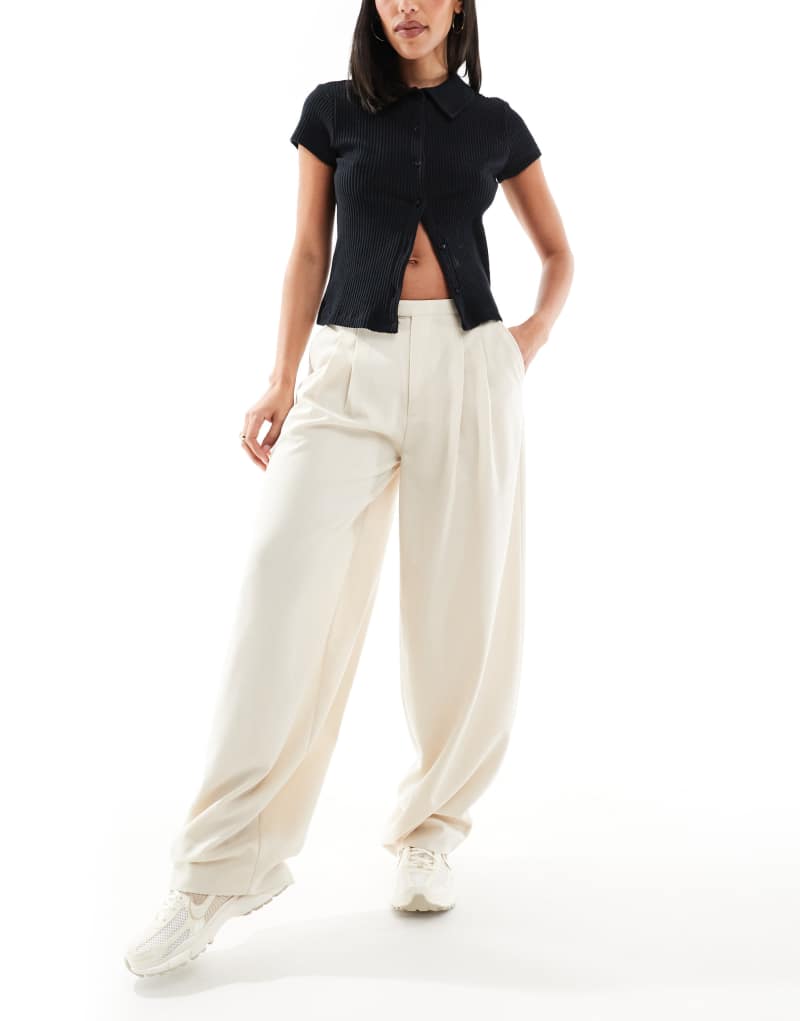 Stradivarius tailored balloon leg pants in ecru Stradivarius