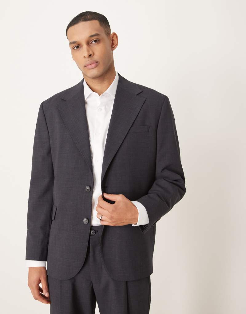 Selected Homme Otto relaxed fit wool blend blazer in dark gray melange Selected