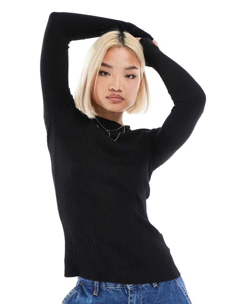 Threadbare fitted turtleneck sweater in black Threadbare