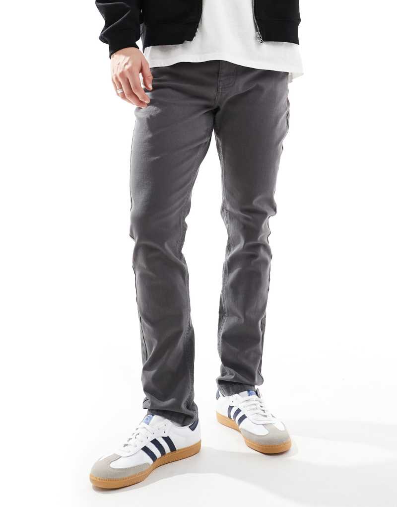 Threadbare slim fit chino pants in charcoal Threadbare