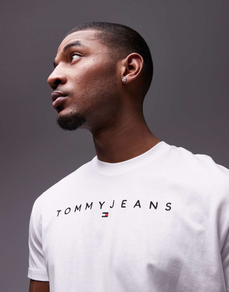 Tommy Jeans linear logo T-shirt in white Tommy Jeans