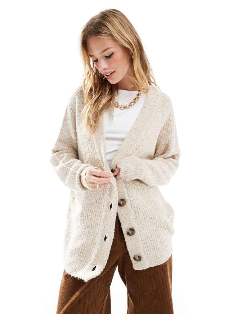 Threadbare brushed cardigan in cream Threadbare