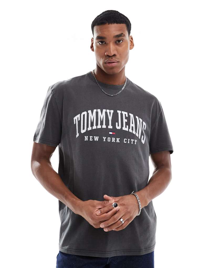 Tommy Jeans varsity logo T-shirt in washed gray Tommy Jeans