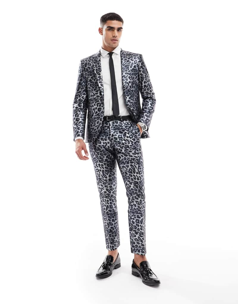 Twisted Tailor suit pants in mono leopard - part of a set Twisted Tailor