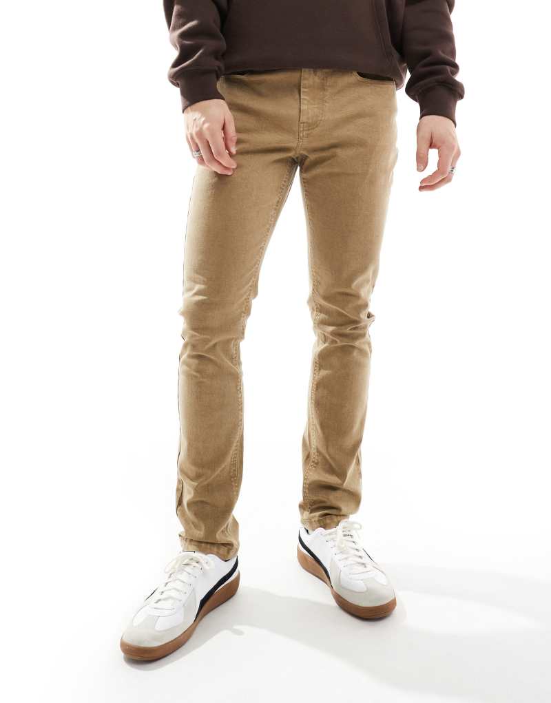 Threadbare slim fit chino pants in stone Threadbare